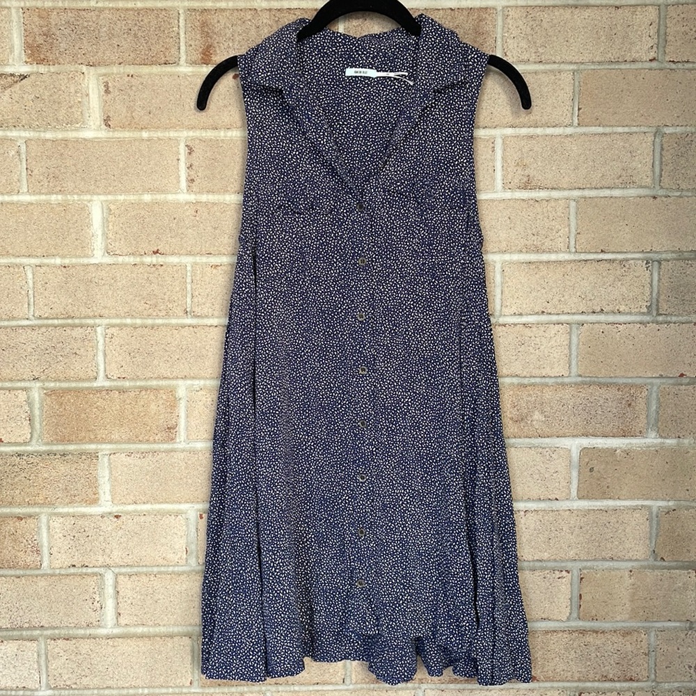 UO Dot Print Button-Down Sleeveless Dress